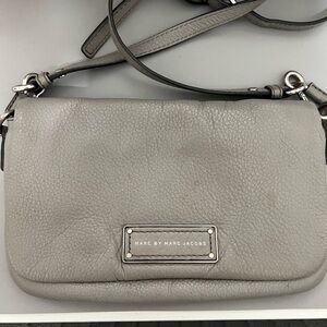 Marc by Marc Jacobs Gray Pebbled Leather Crossbody Bag Adjustable Strap